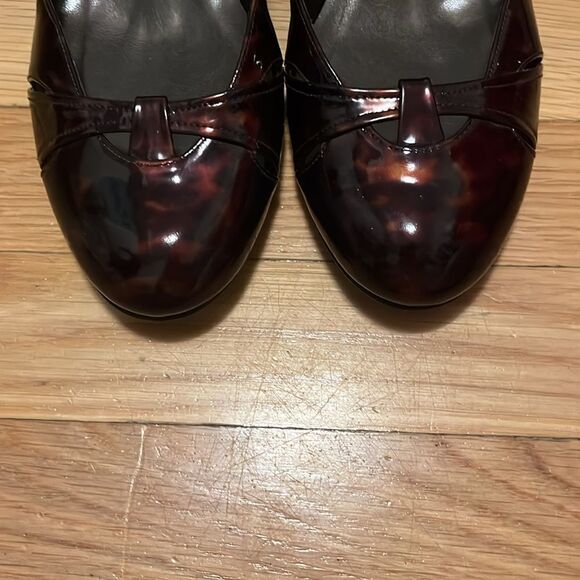 Stuart Weitzman Womens Black Brown tortoise Patent Leather Wedge Heels - Picture 4 of 8